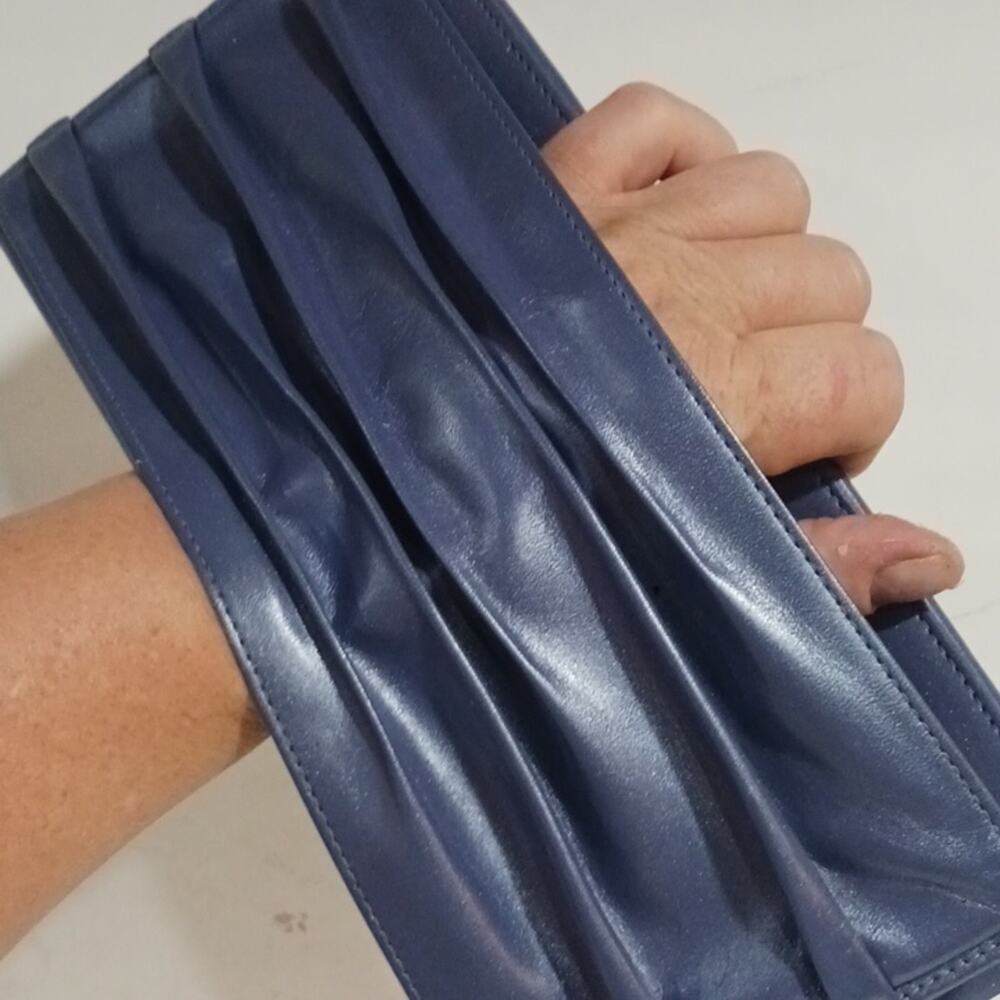 Nordstrom Purple Leather rouched clutch with opening to be hand held